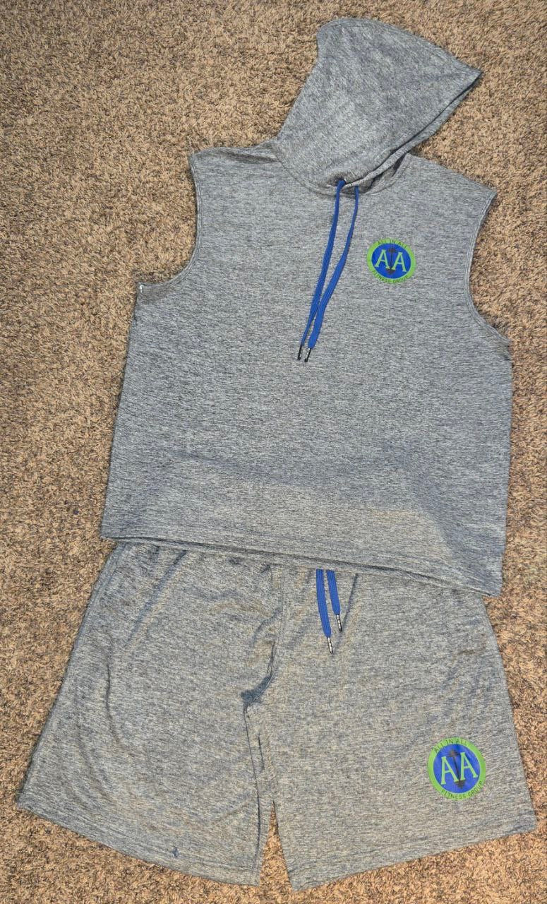 B-Easy Grey Hooded Sleeveless Shirt & Short Set